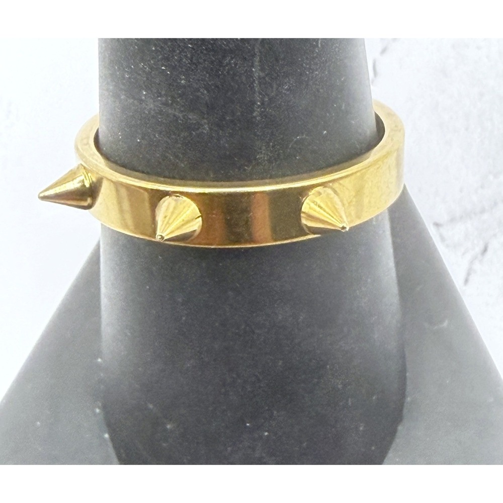 Gold Tone Spike Band‎ Ring Size 9 Edgy Punk Statement Ring